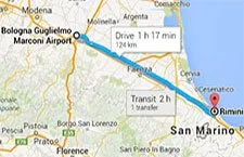 De l’aéroport de Bologne à Rimini