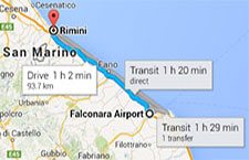 La strada da aeroporto di Ancona per Rimini