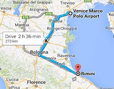 The road from Venice airport to Rimini